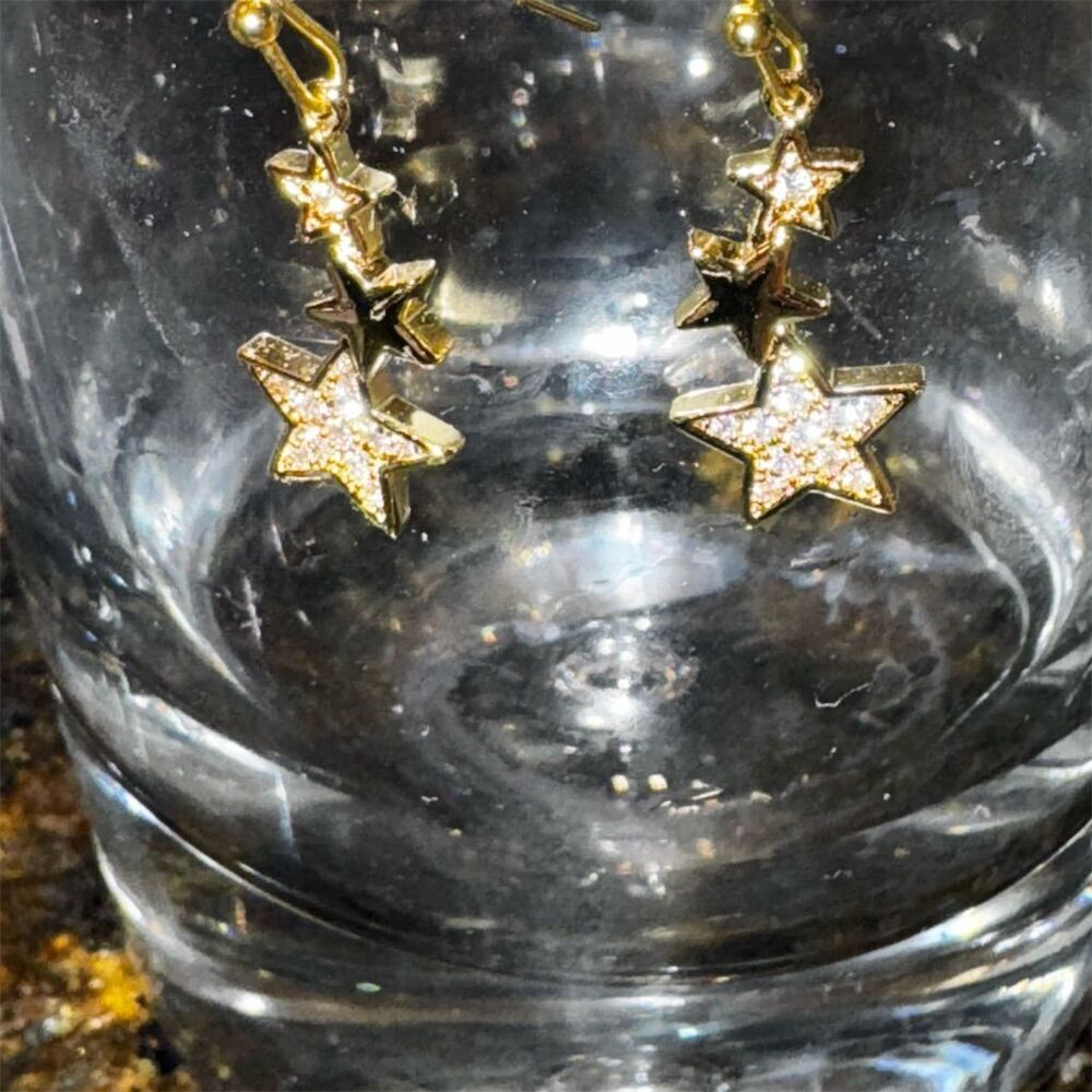 Lovisa Gold Star Dangle Earrings Celestial Hook Gift-Ready 2" - Picture 5 of 7